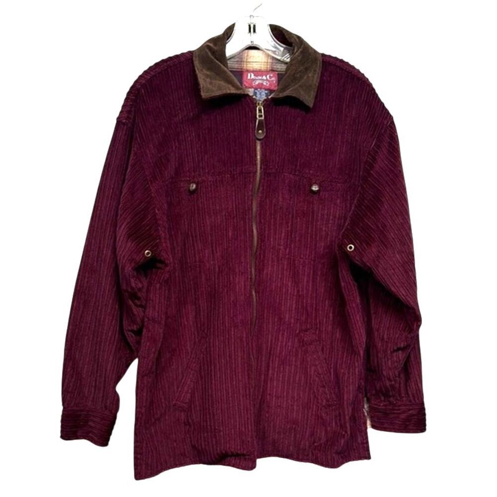 Denim & Co. Purple 100% Cotton Corduroy Flannel Lined Purple Barn Chore Jacket L